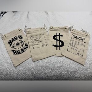 Cream Drawstring Bags with Black Graphics Gift Bags‎ Reuseable